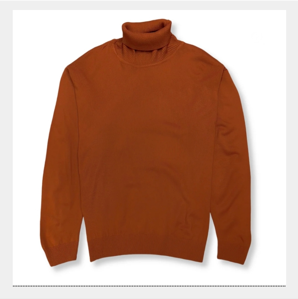 Mens High Neck Brick/Brown Sweater Size L